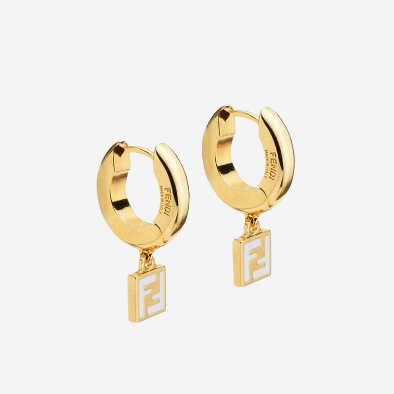 FENDI 金色圈形FF墜飾耳環 - VANASH
