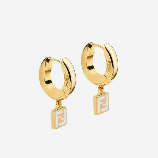 FENDI 金色圈形FF墜飾耳環 - VANASH