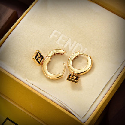 FENDI 金色圈形FF墜飾耳環 - VANASH