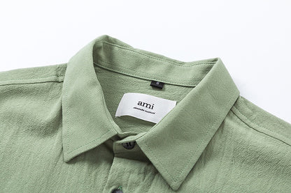 AMI PARIS 同色愛心縐紗襯衫