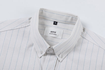 AMI PARIS 愛心細條紋襯衫
