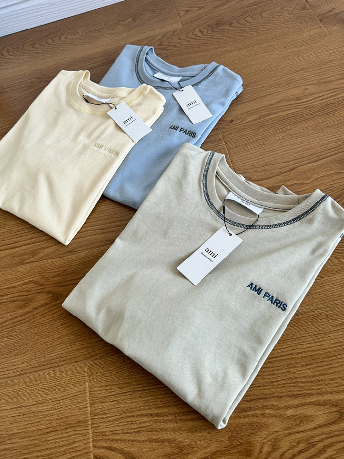 AMI PARIS 線條刺繡短袖T恤