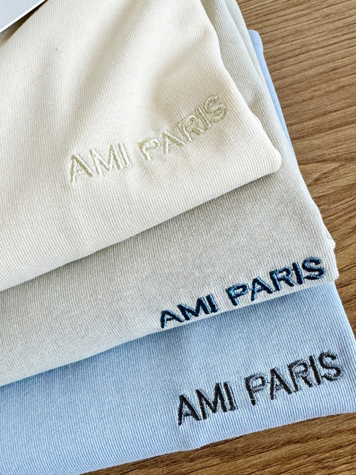 AMI PARIS 線條刺繡短袖T恤