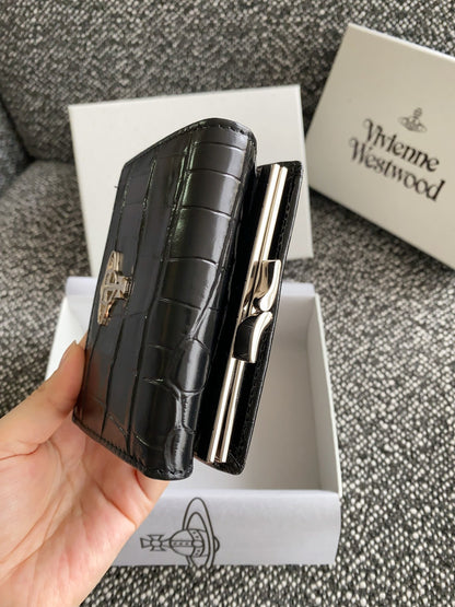 Vivienne Westwood 鱷魚壓紋三摺短夾錢包