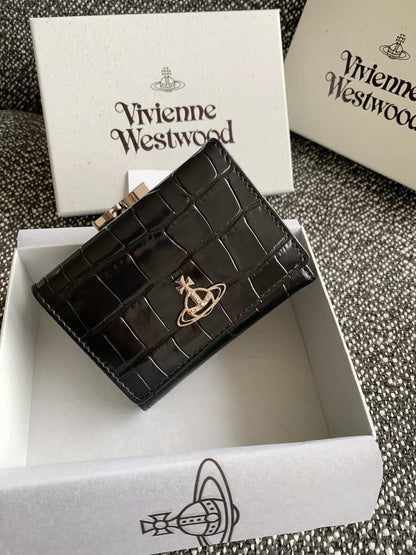 Vivienne Westwood 鱷魚壓紋三摺短夾錢包
