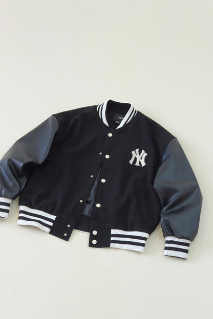 MLB Varsity 系列毛呢拼接棒球夾克外套