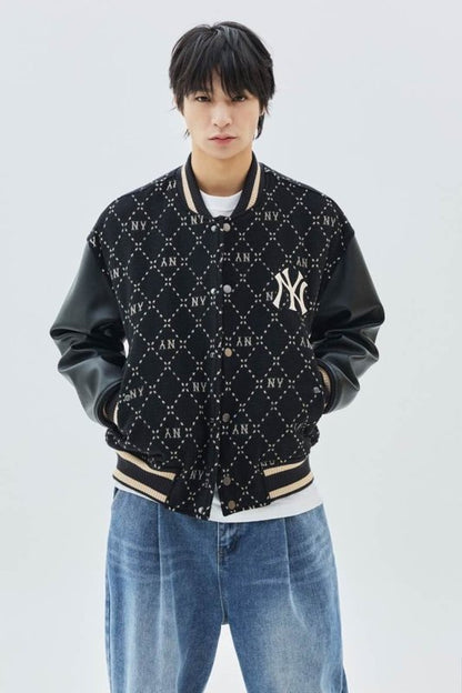 MLB 韓版洋基隊鑽石老花滿印棒球外套 - VANASH