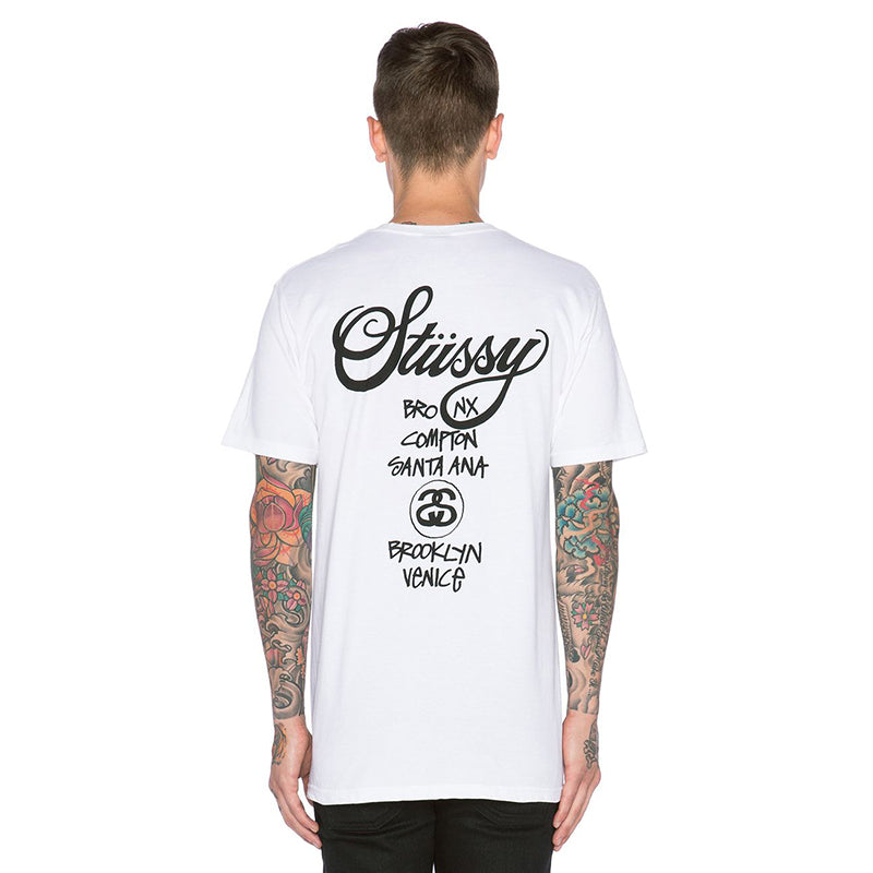 - 全新特價 - STUSSY WHITE WORLD TOUR T-SHIRT 世界巡遊短袖T恤 | 白色XL號