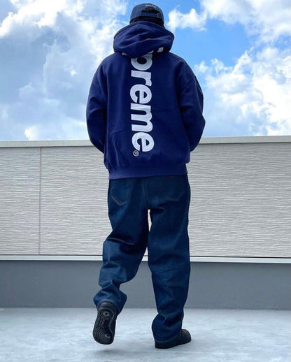 - 全新特價 - SUPREME 直排LOGO刷毛連帽上衣(藍L) - VANASH