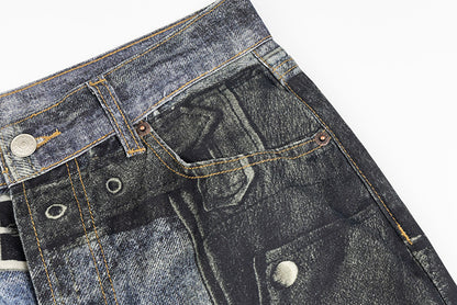 Acne Studios 皮褲印花牛仔褲