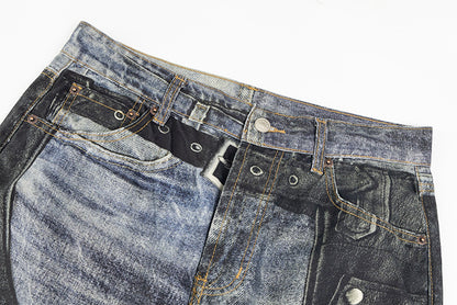 Acne Studios 皮褲印花牛仔褲