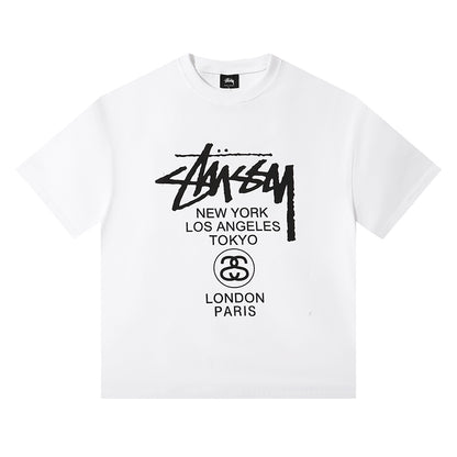 - 全新特價 - STUSSY WHITE WORLD TOUR T-SHIRT 世界巡遊短袖T恤 | 白色XL號